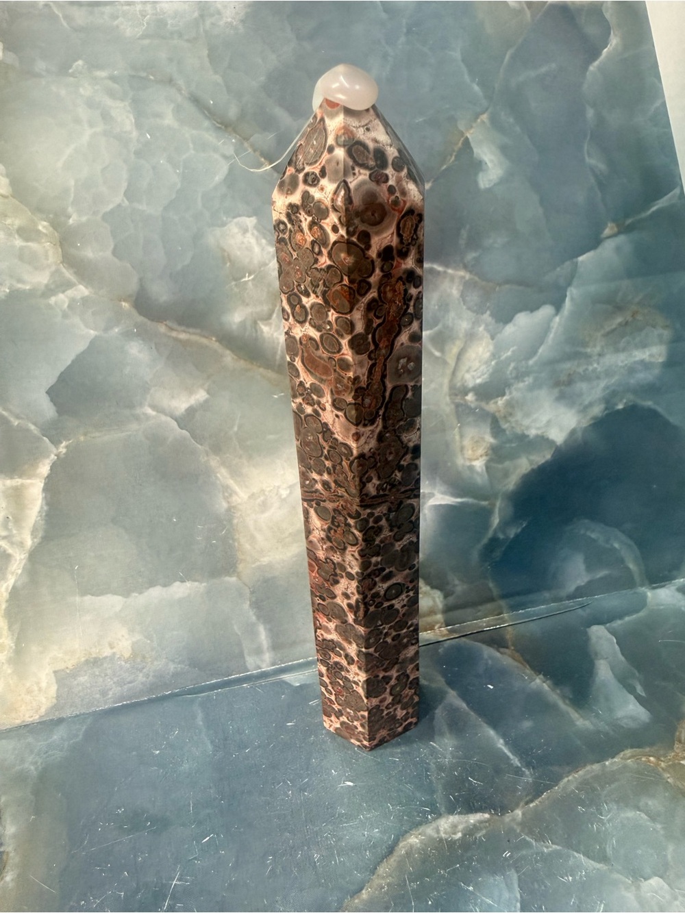 Red leopard skin jasper tower 6”